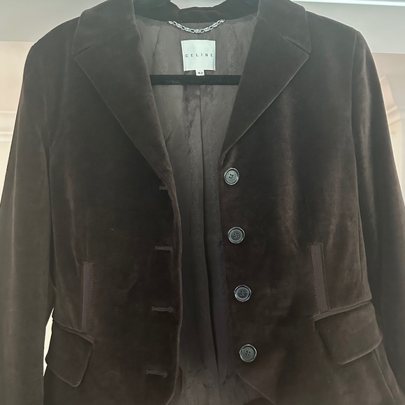 Vintage CELINE Brown Velvet Blazer - Never worn, like new - Size 10 - Picture 12 of 14
